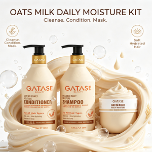Ensemble shampoing, après-shampoing et masque capillaire à la lait d'avoine pour une hydratation quotidienne, enrichi en acides aminés, rafraîchissant, doux et nourrissant pour cheveux secs, abîmés et cuir chevelu sensible - Product Image 3