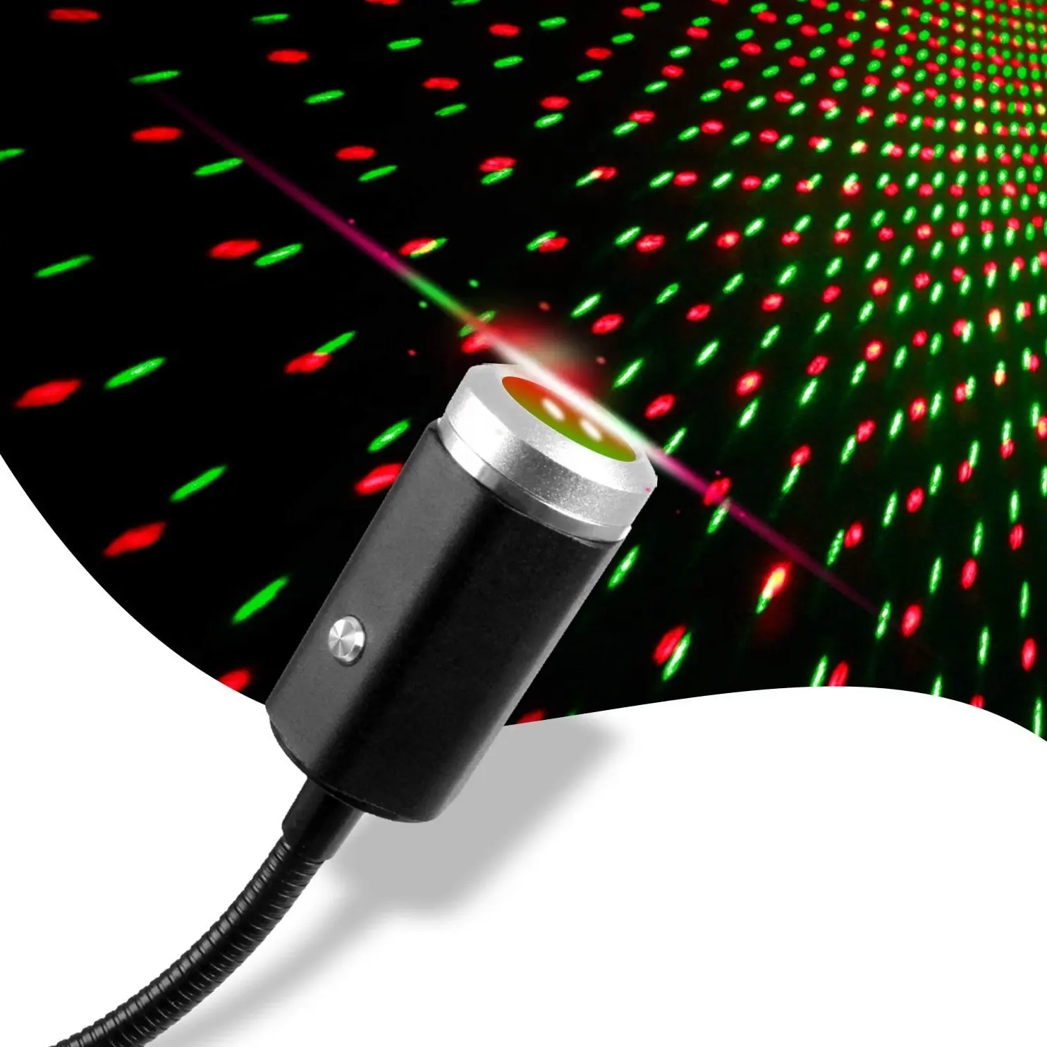 Kırmızı ve yeşil lazer Mini LED araba çatı USB yıldız gece işıkları projektör