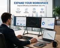 Monitor Triple de Alta Definición de 15.6 Pulgadas, 1920*1080 IPS 60Hz, Soporte Metálico Plegable, Altavoces Integrados para Oficina