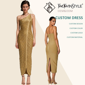 Robe longue glamour pour femme, tenue moulante à fines franges et fermeture éclair au dos, couleur unie, idéale pour soirées formelles, clubs et cocktails, vente en gros - Product Image 1