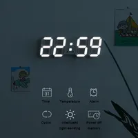 Jam Dinding Modern 3D Jam Dinding dengan Angka Digital 3D Led Jam Dinding Digital Besar untuk Ruang Tamu Rumah Kamar Tidur