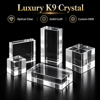 Bloc de cristal brut rectangulaire transparent HBL K9 pour gravure laser 3D, ornement de bureau, artisanat