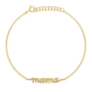 Moeder Sieraden 925 Sterling Zilver Groothandel 18K Goud Vermeil Mama Initial Armband Voor Moeder Geschenken