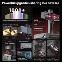 Mesin Laser Smart MAX M1 Ultra 20W Mini untuk Pelabelan Logam, Peralatan Penanda Laser Serat dengan Rotary