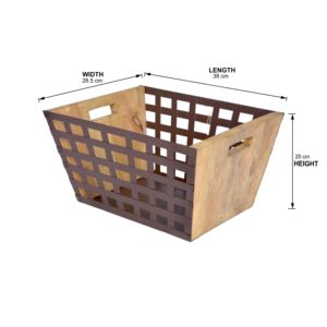 <b>Square</b> Metal Wooden <b>Basket</b> with Felt Material 5mm Dimensional Tolerance for Kitchen Fruits Vegetables <b>Storage</b> <b>Basket</b> - Product Image 5