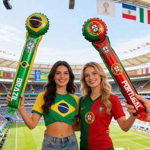 Bâtons gonflables pour supporters de football - Bâtons de ballons en aluminium à motif drapeau national pour accessoires de cheering et décorations de fête pour les stades mondiaux - Product Image 6