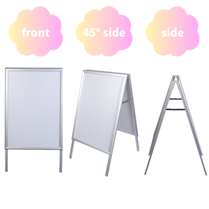 Marco de póster de doble cara en ángulo recto con apertura rápida, soporte tipo A, acabado en aluminio plateado para oficina y exposiciones - Product Image 6