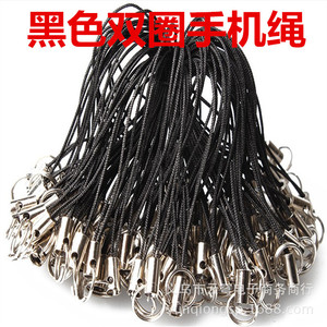 สายคล้องโทรศัพท์แบบวงแหวนคู่สีดำ สายคล้องโลหะพร้อมห่วงสำหรับโทรศัพท์มือถือ แฟลชไดรฟ์ USB ขายส่ง - Product Image 2