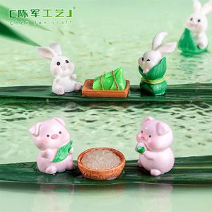 Petites décorations de cochon en zongzi pour le festival du <span class=keywords><strong>bateau</strong></span>-dragon, micro-paysage miniature, nourriture miniature, jeu de bricolage, décoration - Product Image 5