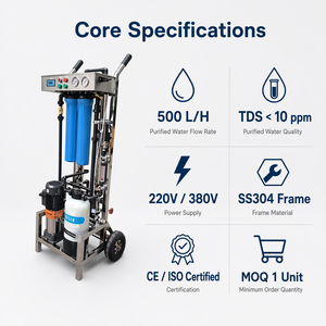 Système mobile <span class=keywords><strong>d</strong></span>'osmose inverse sur mesure 250-1000 LPH, station de traitement <span class=keywords><strong>d</strong></span>'<span class=keywords><strong>eau</strong></span> portable, pompe sur chariot industriel, garantie 1 an - Product Image 4