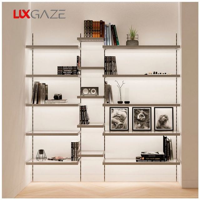 Adjustable LED Cube Display Small Business Retail Shopping Heavy Duty Single-Sided Supermarket Rack Metallic Material Powder