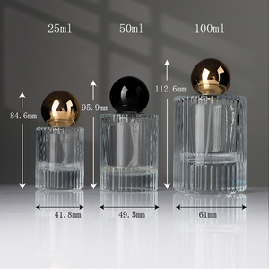 Bottiglia di <span class=keywords><strong>Profumo</strong></span> Cilindrica a Strisce 100ml, Flacone di Lusso Nero con Tappo a Sfera in ABS - Product Image 6
