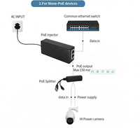 Adaptateur PoE actif Gigabit 60W 48-56V 60W 90W passif 10/100/1000M/2.5Gbps pour caméra IP, injecteur PoE