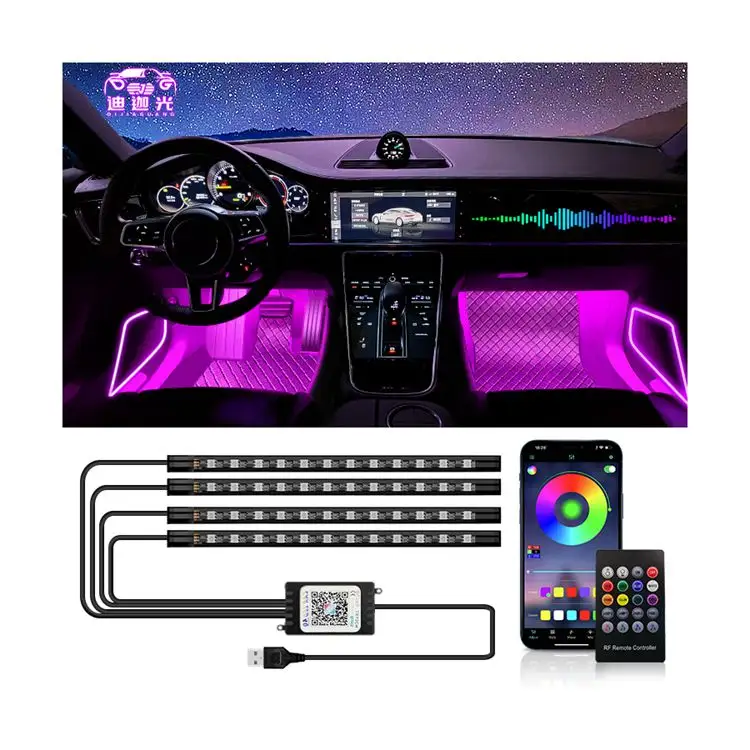 Accessoires de décoration intérieure de voiture la lampe LED peut être contrôlée à distance pour créer un environnement d'ambiance avec mode musique