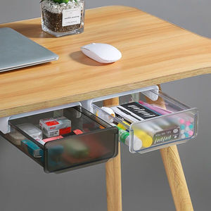 Boîte de rangement transparente sous le bureau, organisateur de couleur unie pour bureau, design minimaliste - Product Image 4