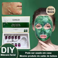 Marque privée 10 flacons Poudre exfoliante aux algues Éponge faciale DIY Spicules Soins de la peau naturels aux algues marines Réparer l'acné Nettoyer les pores 5 paires