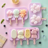Nouveau Moule à Glace en Silicone avec Couvercle, Moule à Sucettes Glacées de Dessins Animés DIY pour Enfants, Moule à Glace en Silicone Fait Maison