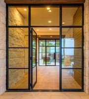 Porte française en acier moderne pour intérieur, porte battante en verre, cloisons intérieures en verre, portes françaises à cadre métallique