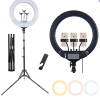 Mini trépied portable professionnel avec télécommande, anneau lumineux pour selfie, support réglable de 18 pouces, ABS durable, 432 LED