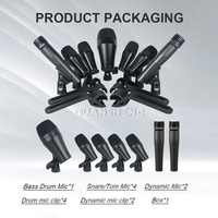 Kit de micros professionnels dynamiques pour caisse claire/tom, 7 micros pour instruments de musique avec étui de transport, microphone de batterie d'enregistrement PGA DrumKit7