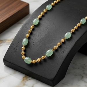 Collar Mala Antiguo de Plata 925 con Cuentas Verde Claro, Cadena Larga Delicada Tradicional, Joyería Étnica para Mujer - Product Image 5