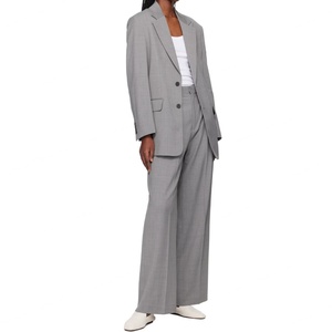 Nouvelle Tendance : Pantalon Plissé Gris Taille Haute en Laine Ample à Jambes Larges pour Femme – Idéal Bureau - Product Image 4