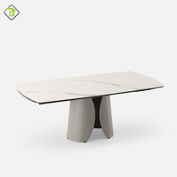 Haute qualité personnalisé pierre roche dalle dessus table à manger frittage avec quincaillerie jambes luxe métal jambes Restaurant costume