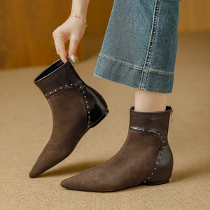 Botines de Tacón Grueso de Cuero Genuino, Cómodos, Modernos, Versátiles y Elegantes, de Media Pantorrilla, para Otoño e Invierno - Product Image 6