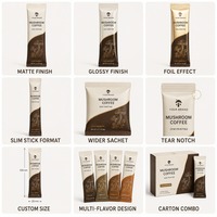 Emballage personnalisé pour sachets de café aux champignons, haute barrière, scellage 3 côtés, sachets individuels, taille personnalisée, impression OEM