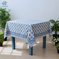 Nappe rectangulaire HuaLai 90x156 pouces en faux coton polyester, bleu roi, imprimé floral, pour table à manger, personnalisable