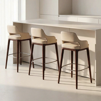 Tabourets de bar en bois massif, tabourets hauts pour îlot, usage domestique, style italien moderne minimaliste avec dossier et accoudoirs
