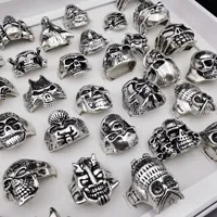 Bagues pour hommes en alliage de zinc, motif crâne squelette, style punk géométrique, collection 2026, idéales comme cadeau, à prix abordable