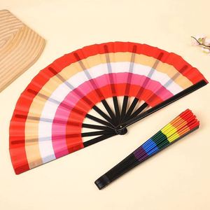 Abanicos Plegables de Mosaico Multicolor Hechos a Mano, Abanicos de Arcoíris de Material Plástico - Product Image 1
