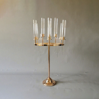 Chandelier en fil métallique à neuf têtes pour célébrations de mariage, hauteur 93 cm, largeur 50 cm, pour décorations de table de salle de mariage, banquet, hôtel