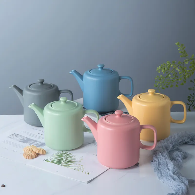 Hot Sale AB Grade Tazas Täglicher Gebrauch Porzellan Bunte Keramik Teekanne Tee Wasserkocher Tee Kaffee Set