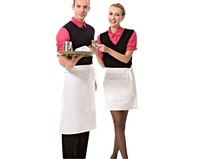 Apron Hotel Tanpa Lengan Berbahan Katun Putih untuk Staf Layanan Makanan Barat