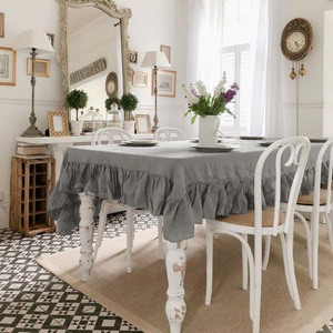 Customizable Size <b>Linen</b> <b>Table</b> <b>Cloth</b> for Hotel Dining Room Restaurant Natural Ruffle <b>Linen</b> Tablecloth Flounce Home Wholesale - Product Image 2