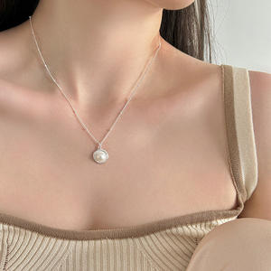 Collier pendentif en argent pur S925, style français exquis et polyvalent, avec six griffes, zircon scintillant, rangée de diamants, chaîne de clavicule, tendance - Product Image 3