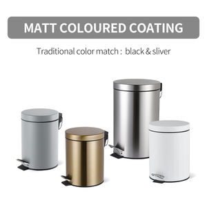 Cubo de Basura Ovalado de Acero Inoxidable con Pedal de Cierre Suave y Funciones de Contenedor de Basura para Oficina y Uso Interior/Exterior - Product Image 3