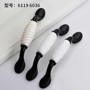Ceramic <b>Cabinet</b> Handles Oval Black White Farmhouse Style Drawer Door Hardware Durable 6119 6036 - Product Image 1