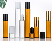 Flacon compte-gouttes en verre pour huiles essentielles de 2 ml à 15 ml avec bille en acier inoxydable et capuchon métallique pour l'aromathérapie