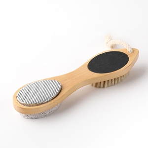 Hochwertige 4-in-1 profession elle ovale Pediküre <span class=keywords><strong>Scrub</strong></span> ber Peeling-Werkzeuge Fußpflege Borste Bambus Griff bürste für den Körper gebrauch - Product Image 2