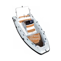Nouveau design, bateau à rames gonflable en fibre de verre de 6,8 m (22 pieds) avec coque en V profond et grand pont solaire en Hypalon
