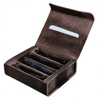 Eonluxe – Nouvelle boîte de rangement rectangulaire rétro en cuir pour lunettes de soleil, ensemble de quatre pièces, étui à lunettes portable fait main en cuir véritable pour voyage