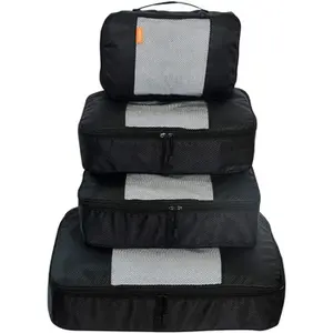 可定制4套时尚风格定制黑色旅行包压缩防水包装立方体
