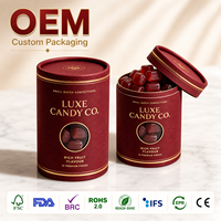 Tubo de papel rígido personalizado para dulces y gomitas, cilindro con estampado en relieve y lámina dorada, OEM, envase para confitería, venta al por menor en lotes pequeños, regalo.