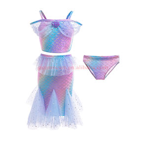 Niñas <span class=keywords><strong>Sirenita</strong></span> <span class=keywords><strong>Ariel</strong></span> princesa niña vestido Cosplay disfraces niños sirena vestir conjuntos con peluca niños ropa de Halloween - Product Image 4