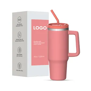 40oz Tumbler With Handle And 2 In 1 Lid Resistant 18/8 Stainless Steel Double Wall Vacuum Insulated Reusable Travel Mug Gift