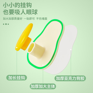 Pin Rabbit Avocado Hook 2kg Load Removable Wall Mounted Clothes Hook Suction Cup Hook - Product Image 2