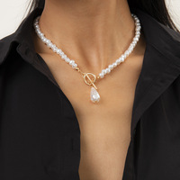 Nouveau Design 925 Sterling Silver OT Fermoir 4-5mm Riz Baroque Charme Pendentif Perle Collier Ras Du Cou